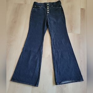 Jcrew Flared Jeans Sz 26 High Rise Button Fly Indigo Blue
